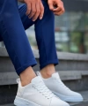 Shoecide Kb-x204 Beyaz Keten Beyaz Yüksek Taban Günlük Erkek Spor Ayakkabı