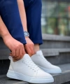 Shoecide Kb-x204 Beyaz Keten Beyaz Yüksek Taban Günlük Erkek Spor Ayakkabı