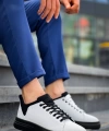 Shoecide Kb-x204 Beyaz Siyah Keten Siyah Yüksek Taban Günlük Erkek Spor Ayakkabı