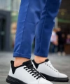 Shoecide Kb-x204 Beyaz Siyah Keten Siyah Yüksek Taban Günlük Erkek Spor Ayakkabı