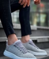 Shoecide Kb-x204 Gri Keten Beyaz Yüksek Taban Günlük Erkek Spor Ayakkabı