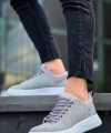 Shoecide Kb-x204 Gri Keten Beyaz Yüksek Taban Günlük Erkek Spor Ayakkabı