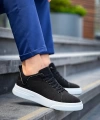 Shoecide Kb-x204 Siyah Keten Beyaz Yüksek Taban Günlük Erkek Spor Ayakkabı