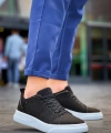 Shoecide Kb-x204 Siyah Keten Beyaz Yüksek Taban Günlük Erkek Spor Ayakkabı