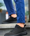 Shoecide Kb-x204 Siyah Keten Siyah Yüksek Taban Günlük Erkek Spor Ayakkabı