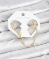Shoecide Kelebek Model Pirinç Gold Renk Zincir Bağlantılı Ear Cuff Küpe Seti