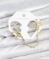 Shoecide Kelebekli Model Pirinç Gold Renk Zincir Bağlantılı Ear Cuff Küpe Seti