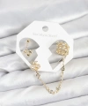 Shoecide Kiraz Model Pirinç Gold Renk Zincir Bağlantılı Ear Cuff Küpe Seti
