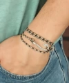 Shoecide Krem Renk Çizgi Desenli Metal Kancalı Erkek Bileklik