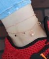 Shoecide Kristal Taşlı Halkalı Rose Renk Çift Zincirli Hal Hal