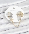 Shoecide Kutup Yıldızı Model Pirinç Gold Renk Zincir Bağlantılı Ear Cuff Küpe Seti