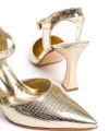 Shoecide Lux Hetr Altın Topuklu Sivri Burun Günlük Sandalet Ayakkabı 309