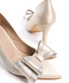 Shoecide Lux Kadın Bej Fasm Saten Boyalı Ökçe(topuklu)fiyonk Detaylı Abiye Ayakkabı 305