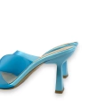Shoecide Lux Kadın Bomm Mavi Rugan Detaylı İnce Topuk Terlik 6cm 3765