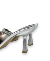 Shoecide Lux Kadın Bomm Silver Hasır Detaylı İnce Topuk Terlik 6cm 3764