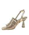 Shoecide Lux Kadın Çalç Altın Topuklu Biyeli Bilekten Bağlamalı Sandalet 8 Cm 201