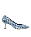 Shoecide Lux Kadın Fegt Mavi Tekstil Kumaş Malzeme Abiye Ayakkabı 5 Cm 4125