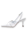 Shoecide Lux Kadın Ferga Beyaz Çift Tokalı Topuklu Ayakkabı Sandalet 7 Cm 2105