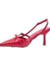 Shoecide Lux Kadın Ferga Kırmızı Çift Tokalı Topuklu Ayakkabı Sandalet 7 Cm 2105