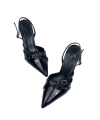 Shoecide Lux Kadın Ferga Siyah Çift Tokalı Topuklu Ayakkabı Sandalet 7 Cm 2105
