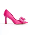 Shoecide Lux Kadın Fuşya Fasm Saten Boyalı Ökçe(topuklu)fiyonk Detaylı Abiye Ayakkabı 305