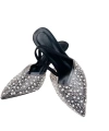 Shoecide Lux Kadın Kelma Siyah Taşlı Arkası Lastikli Ayakkabı Terlik 7cm 806