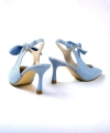 Shoecide Lux Kadın Mavi Kot Malzeme Tanb Fiyonk Detaylı Topuklu Sivri Burun Ayakkabı 7 Cm Topuk 602