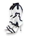 Shoecide Lux Kadın Okla Beyaz İnce Topuk Yazlık Kovboy Çizme Ayakkabı 10 Cm 2001
