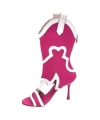 Shoecide Lux Kadın Okla Fuşya İnce Topuk Yazlık Kovboy Çizme Ayakkabı 10 Cm 2001