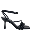 Shoecide Lux Kadın Pakj Siyah Biyeli Bilekten Bağlamalı Sandalet 7,5 Cm 9904