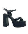 Shoecide Lux Kadın Palm Siyah Rugan Yüksek Topuk Platform Gelin Ayakkabısı Sandalet Çapraz Bant 15 Cm 1000