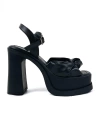 Shoecide Lux Kadın Pedya Siyah Fiyonk Detaylı Platform Terlik 15 Cm Topuklu