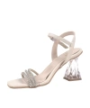 Shoecide Lux Kadın Pess Ten Bilekten Bağlamalı Taş Biye Detaylı Burgu Topuk Ayakkabı Sandalet 8cm 313