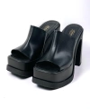 Shoecide Lux Kadın Rekla Siyah Yüksek Platform Terlik 15 Cm Topuk 1001