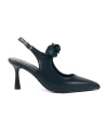 Shoecide Lux Kadın Siyah Cilt Tanb Fiyonk Detaylı Topuklu Sivri Burun Ayakkabı 7 Cm Topuk 602