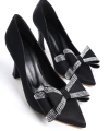 Shoecide Lux Kadın Siyah Fasm Saten Boyalı Ökçe(topuklu)fiyonk Detaylı Abiye Ayakkabı 305