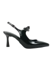 Shoecide Lux Kadın Siyah Rugan Malzeme Tanb Fiyonk Detaylı Topuklu Sivri Burun Ayakkabı 7 Cm Topuk 602