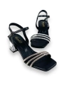 Shoecide Lux Kadın Tels Siyah Alçak Şeffaf Topuk 3 Biyeli Taşlı Sandalet 5 Cm 213