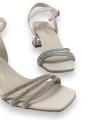 Shoecide Lux Kadın Tels Ten Alçak Şeffaf Topuk 3 Biyeli Taşlı Sandalet 5 Cm 213