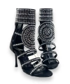 Shoecide Lux Kadın Tukl Siyah Taşlı Fermuarlı İnce Topuklu Ayakkabı 9 Cm 1001