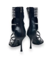 Shoecide Lux Kadın Tukl Siyah Taşlı Fermuarlı İnce Topuklu Ayakkabı 9 Cm 1001