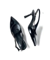 Shoecide Lux Kadın Ukla Siyah Rugan Taş Detaylı Ayakkabı Sandalet 7 Cm 705
