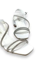 Shoecide Lux Kadın Yens Beyaz Cilt Alçak Şeffaf Topuk Taşlı Sandalet 5 Cm 207