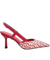 Shoecide Lux Kadın Yurba Kırmızı İnce Topuk Tekstil Sandalet 8 Cm 2101