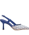 Shoecide Lux Kadın Yurba Mavi İnce Topuk Tekstil Sandalet 8 Cm 2101