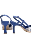 Shoecide Lux Kadın Yurba Mavi İnce Topuk Tekstil Sandalet 8 Cm 2101