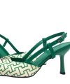 Shoecide Lux Kadın Yurba Yeşil İnce Topuk Tekstil Sandalet 8 Cm 2101