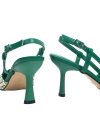 Shoecide Lux Kadın Yurba Yeşil İnce Topuk Tekstil Sandalet 8 Cm 2101