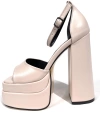 Shoecide Lux Kadın Zoon Bej Cilt Yüksek Çift Platform Önü Açık Sandalet Ayakkabı