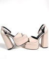 Shoecide Lux Kadın Zoon Bej Cilt Yüksek Çift Platform Önü Açık Sandalet Ayakkabı